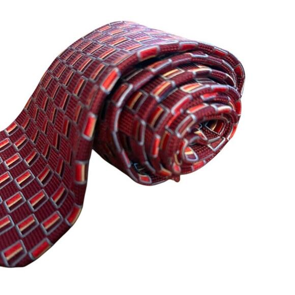 Jos A Bank Joseph Mens Silk Dark Red Textured Neck Tie 3.5" x 62" XL Extra Long - Picture 3 of 10